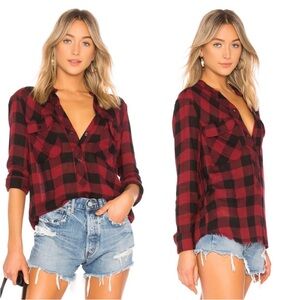 THE RAIL RED HUNTER BUFFALO PLAID BUTTON DOWN HEAVY FLANNEL SHIRT M